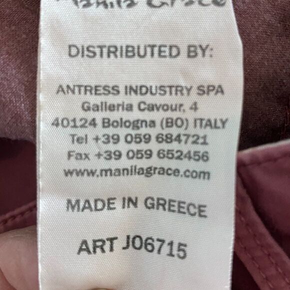 Manila Grace Chino Denim Burgundy - Picture 3 of 15